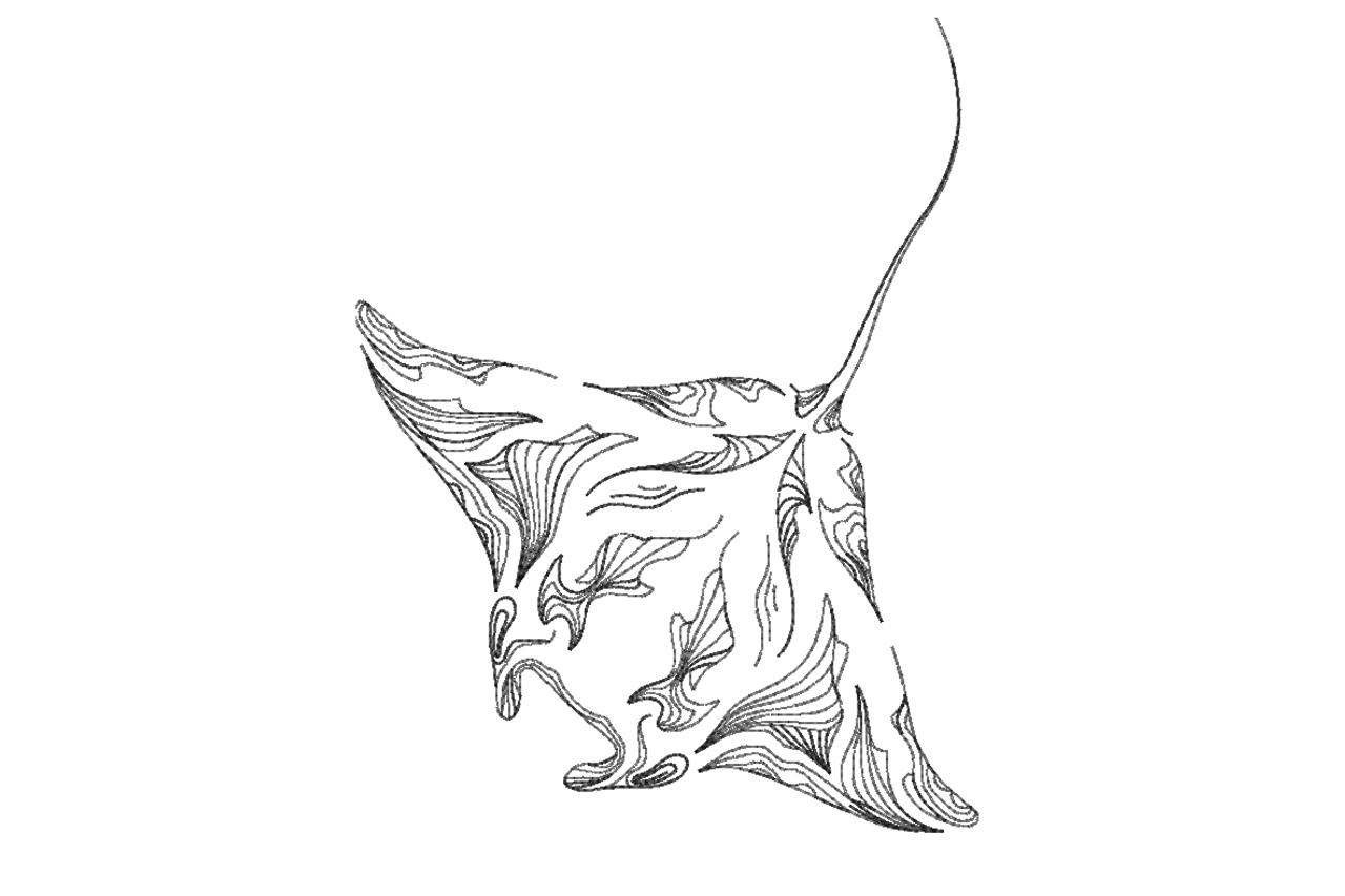 Manta Ray Line Art Machine Embroidery Design