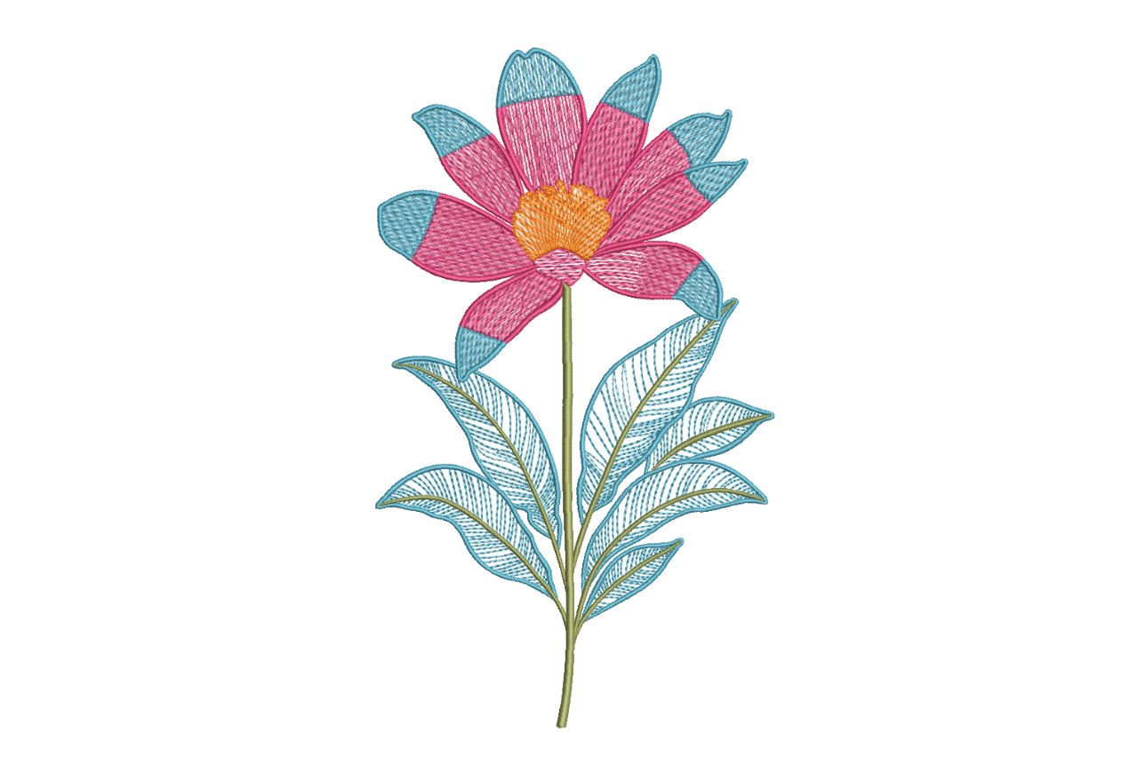 Pink Blue Lotus Flower Machine Embroidery Design | Embroidize