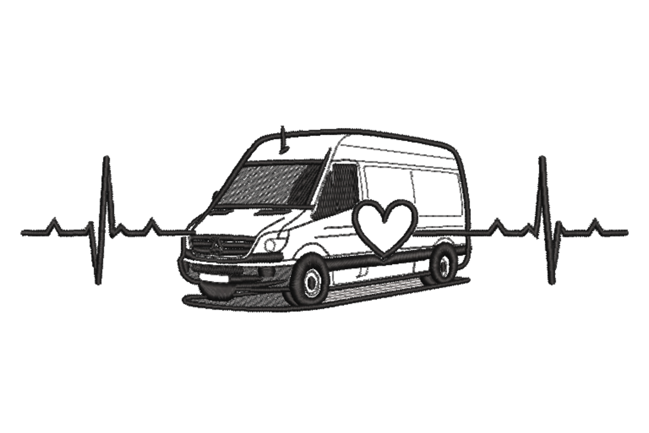 Ambulance Heartbeat Machine Embroidery Design