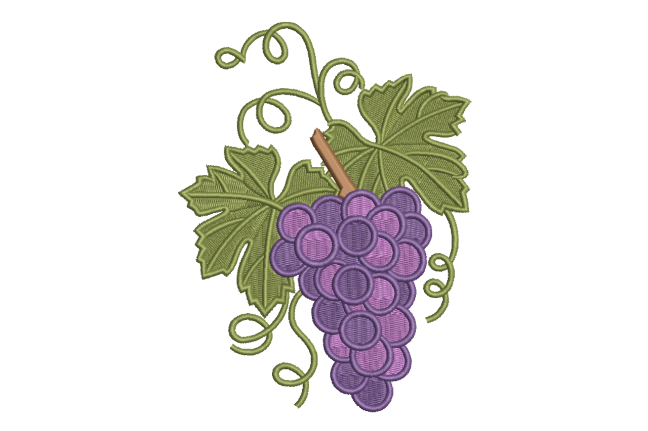 Grape Cluster Vineyard Harvest Machine Embroidery Design