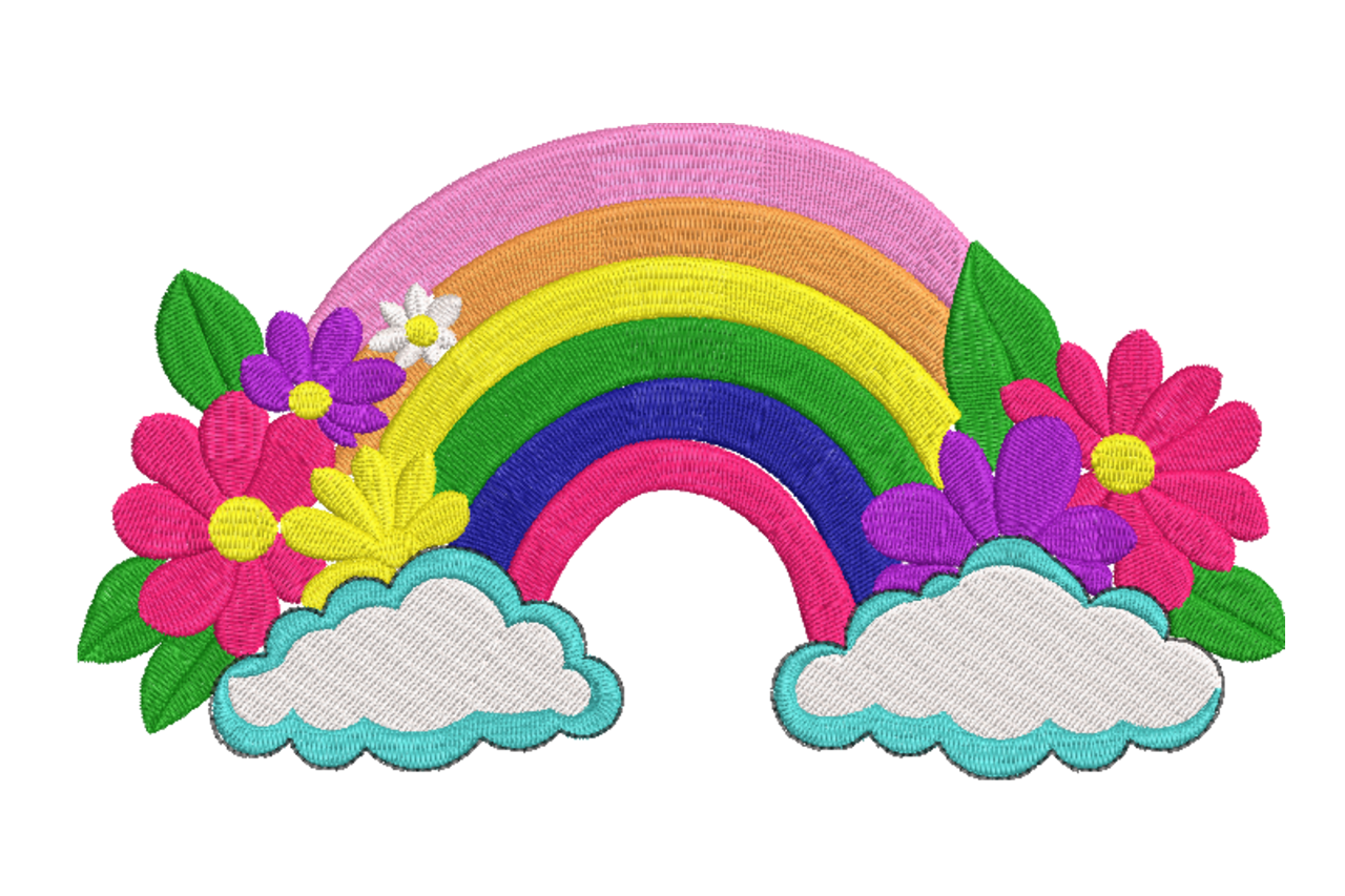 Rainbow Floral Machine Embroidery Design