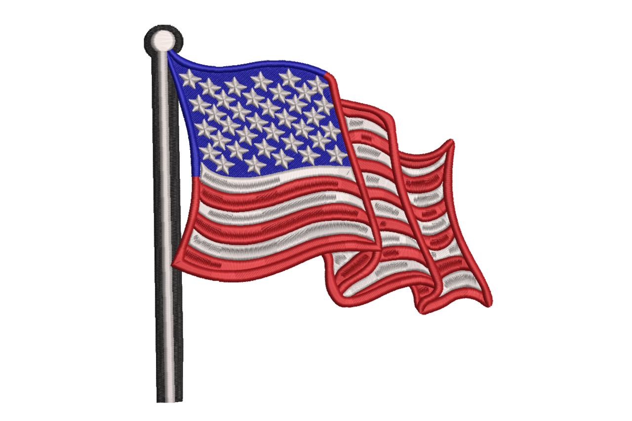 Waving American Flag Patriotic USA Machine Embroidery Design