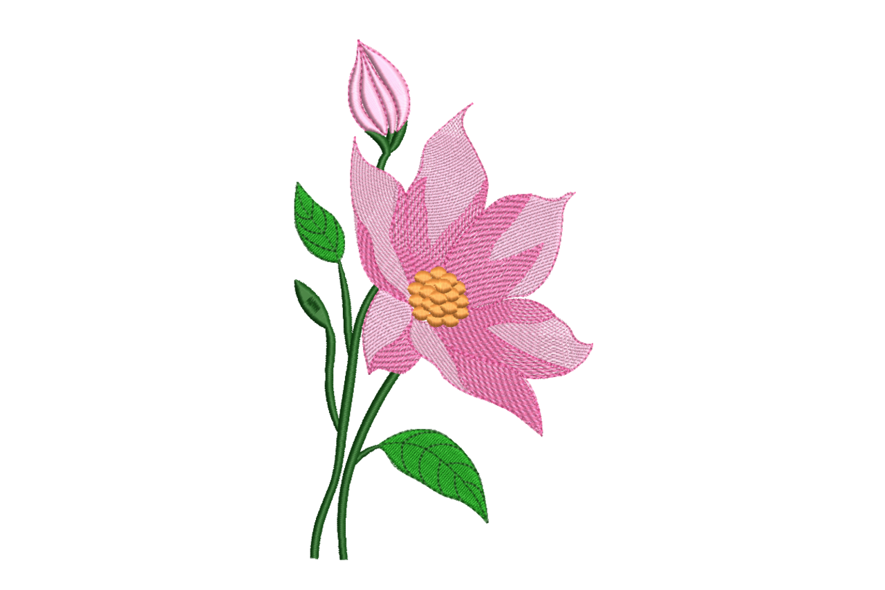 Pink Lotus Flower Machine Embroidery Design