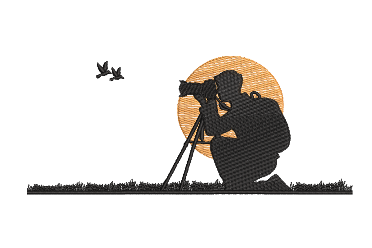 Wildlife Photographer Sunset Machine Embroidery Design