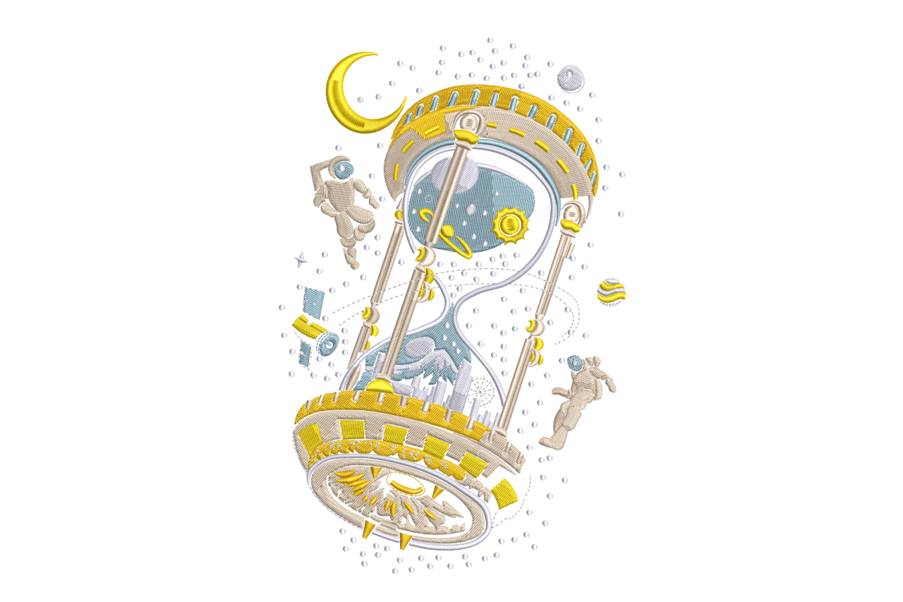 Universe Space Hourglass Machine Embroidery Design