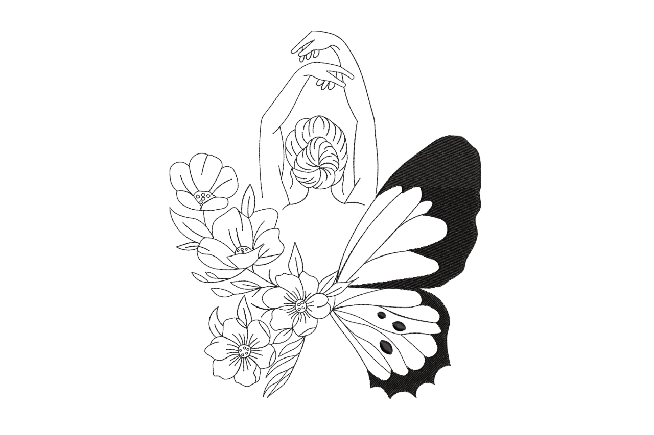 Butterfly Wing Ballerina Machine Embroidery Design