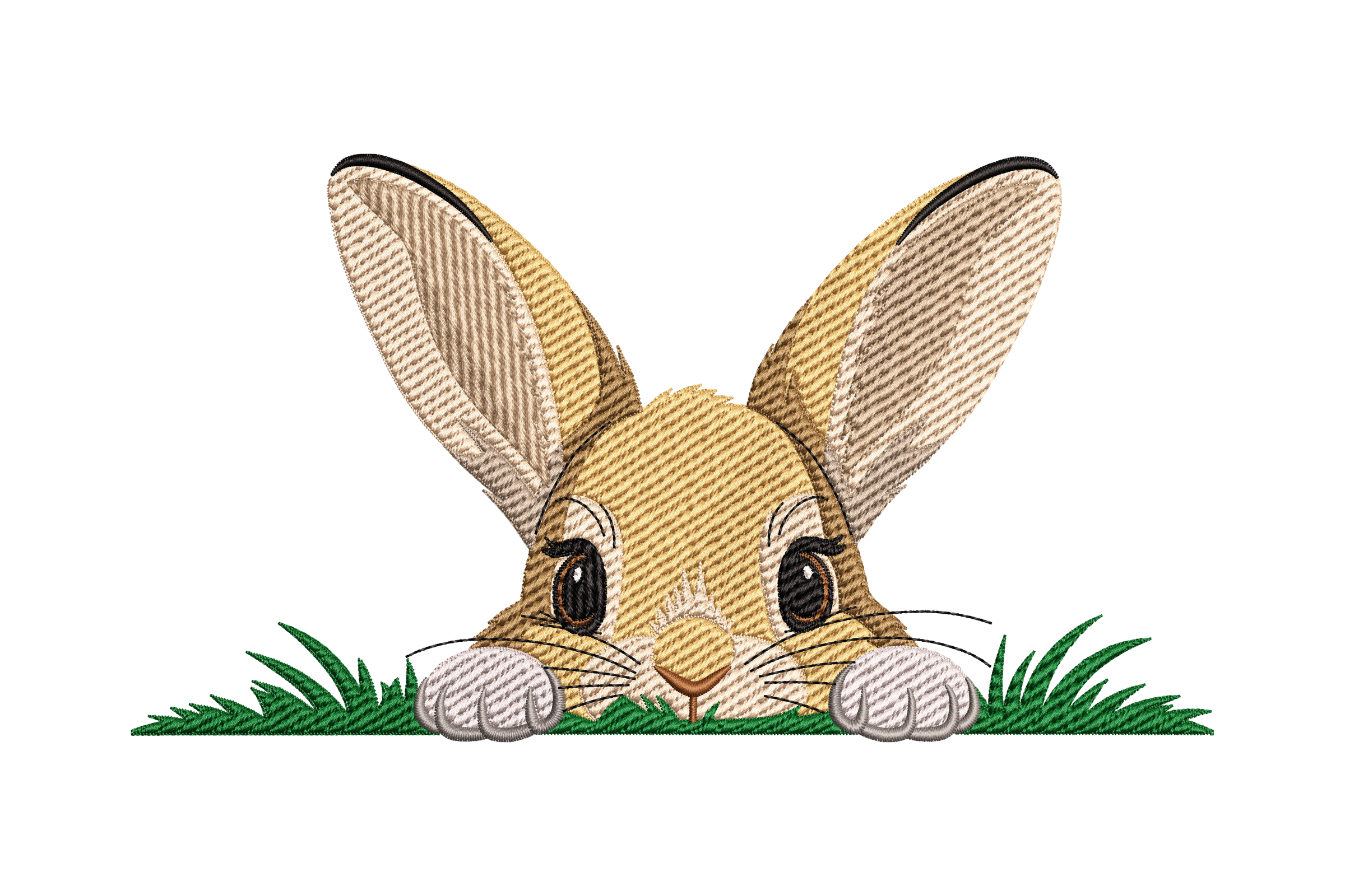 Bunny Peeking Through Grass Machine Embroidery Design