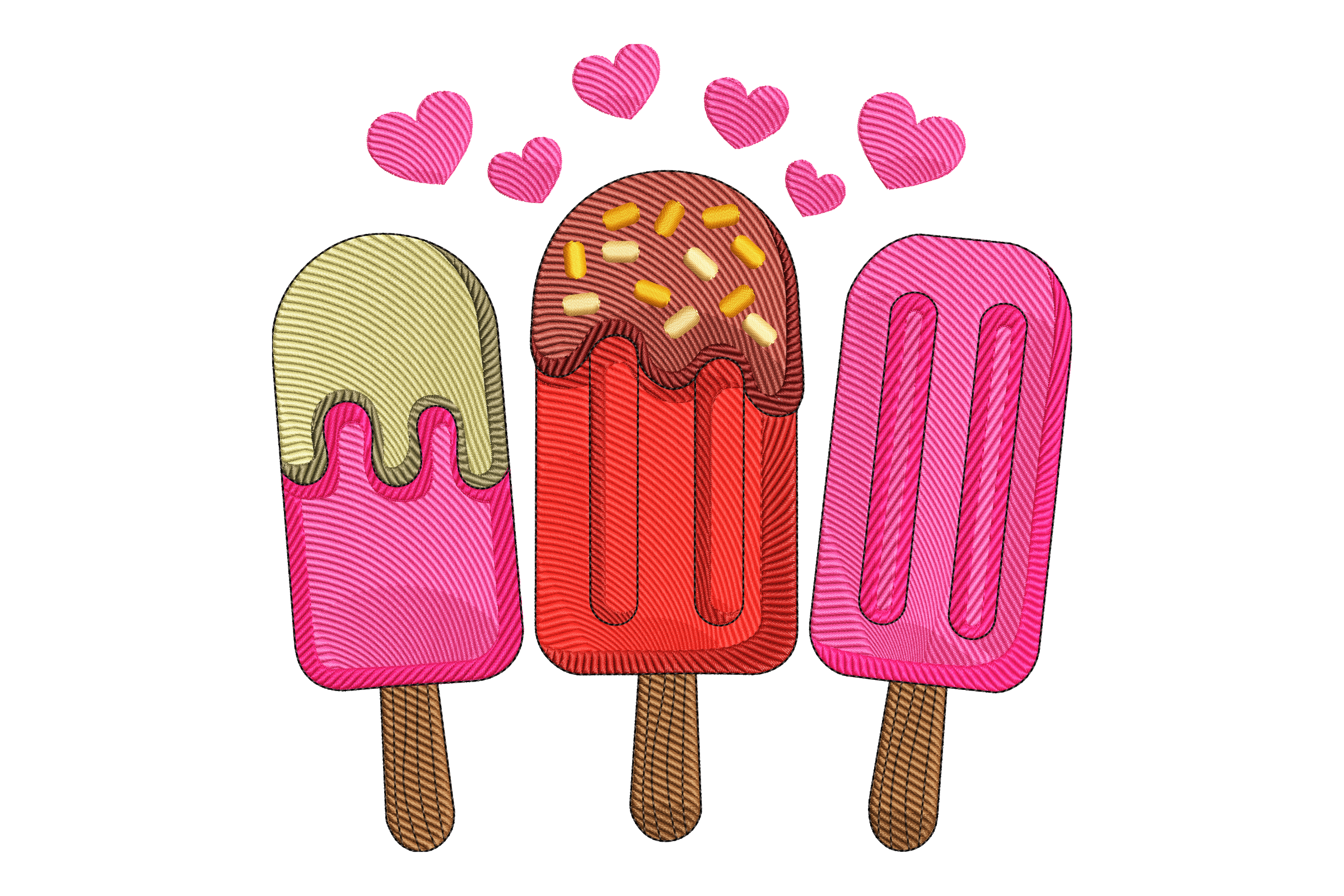Sweet Ice Cream Pops Machine Embroidery Design