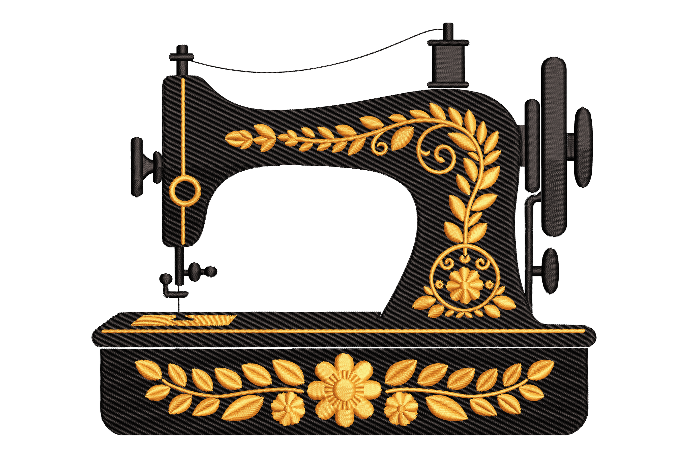Vintage Floral Sewing Machine Embroidery Design