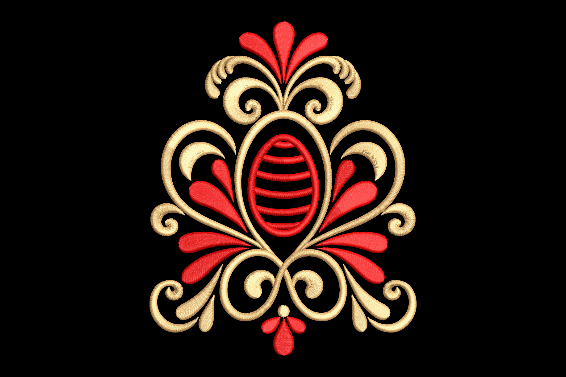Ornate Floral Damask Machine Embroidery Design