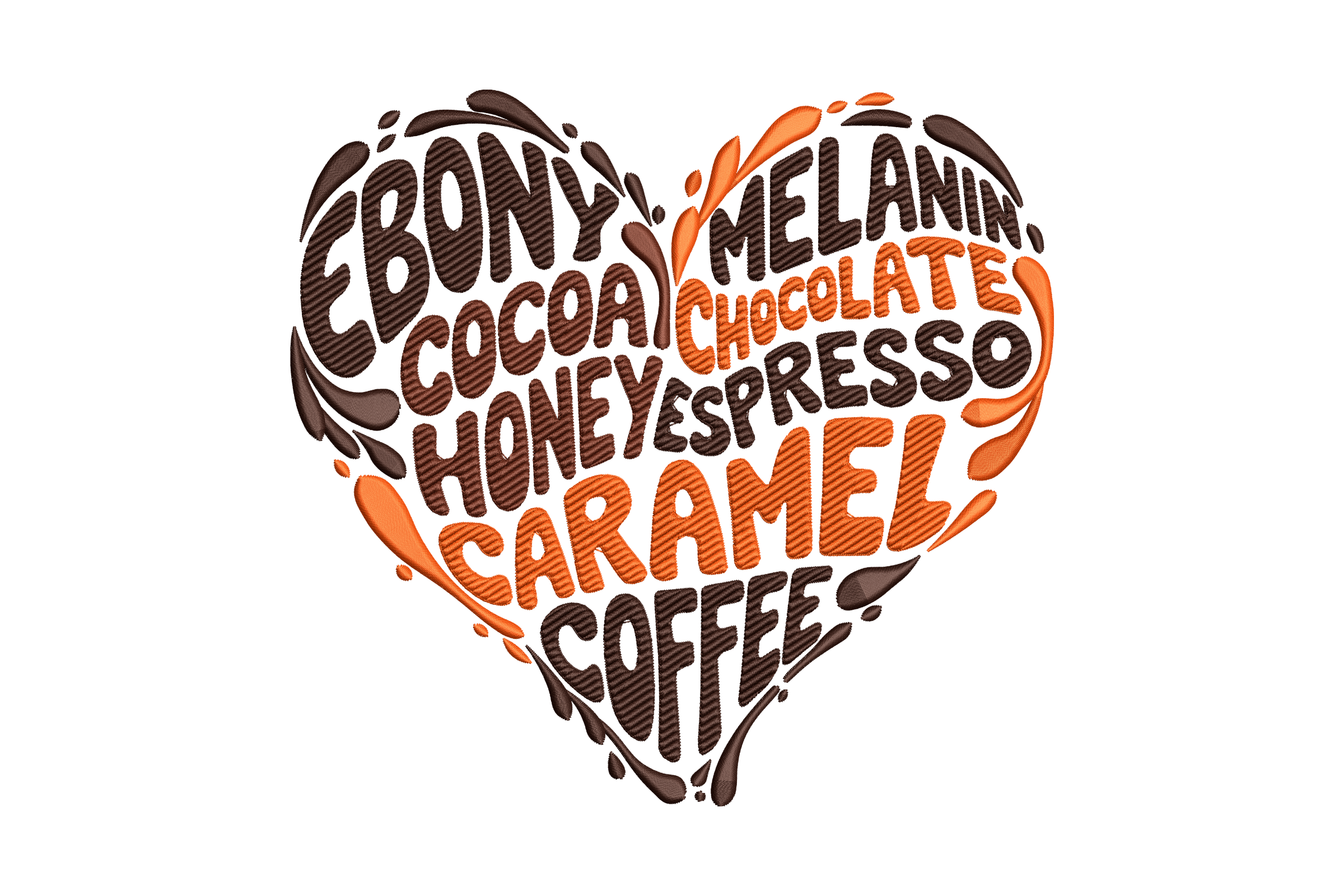 Ebony Melanin Coffee Heart Machine Embroidery Design