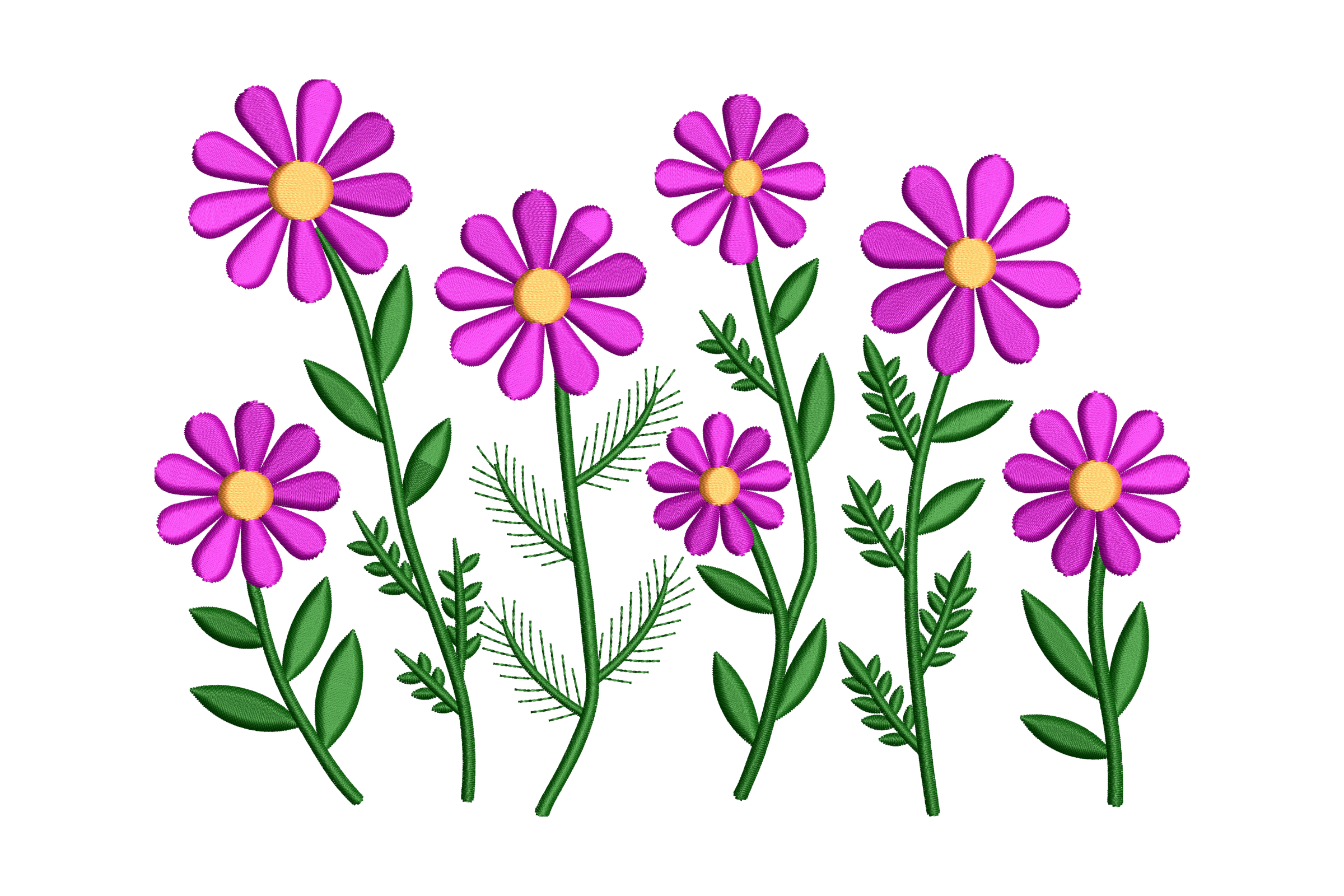 Purple Wildflower Foliage Garden Machine Embroidery Design