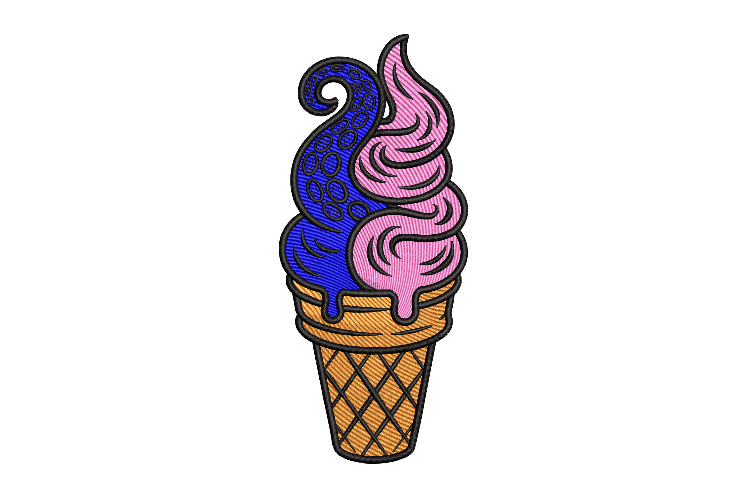 Octopus Ice Cream Cone Machine Embroidery Design