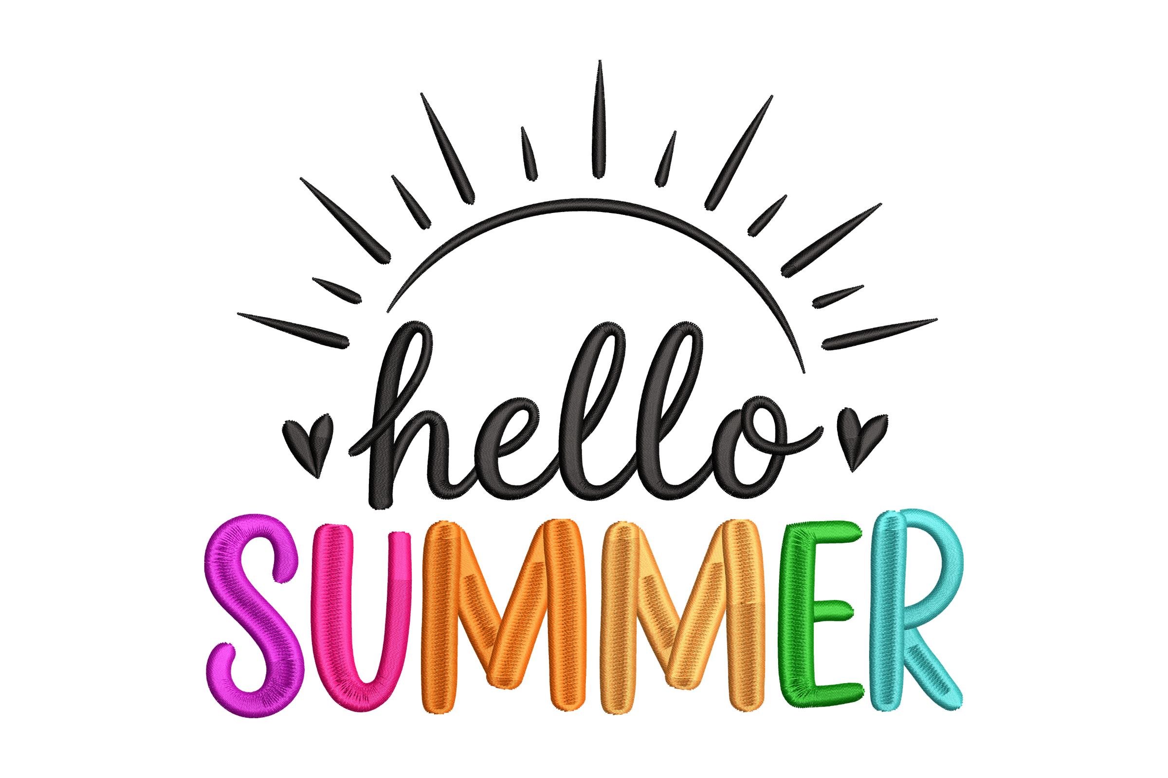 Hello Summer Sunshine Machine Embroidery Design