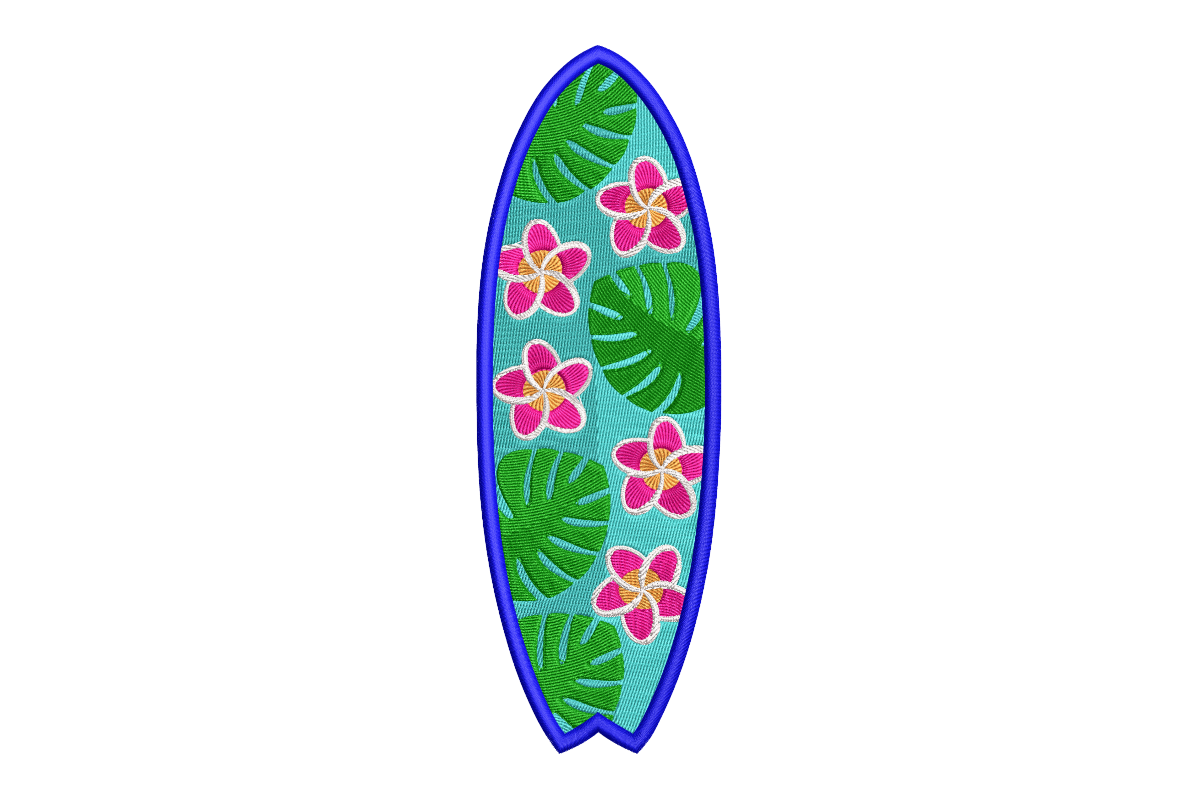 Tropical Floral Surfboard Machine Embroidery Design