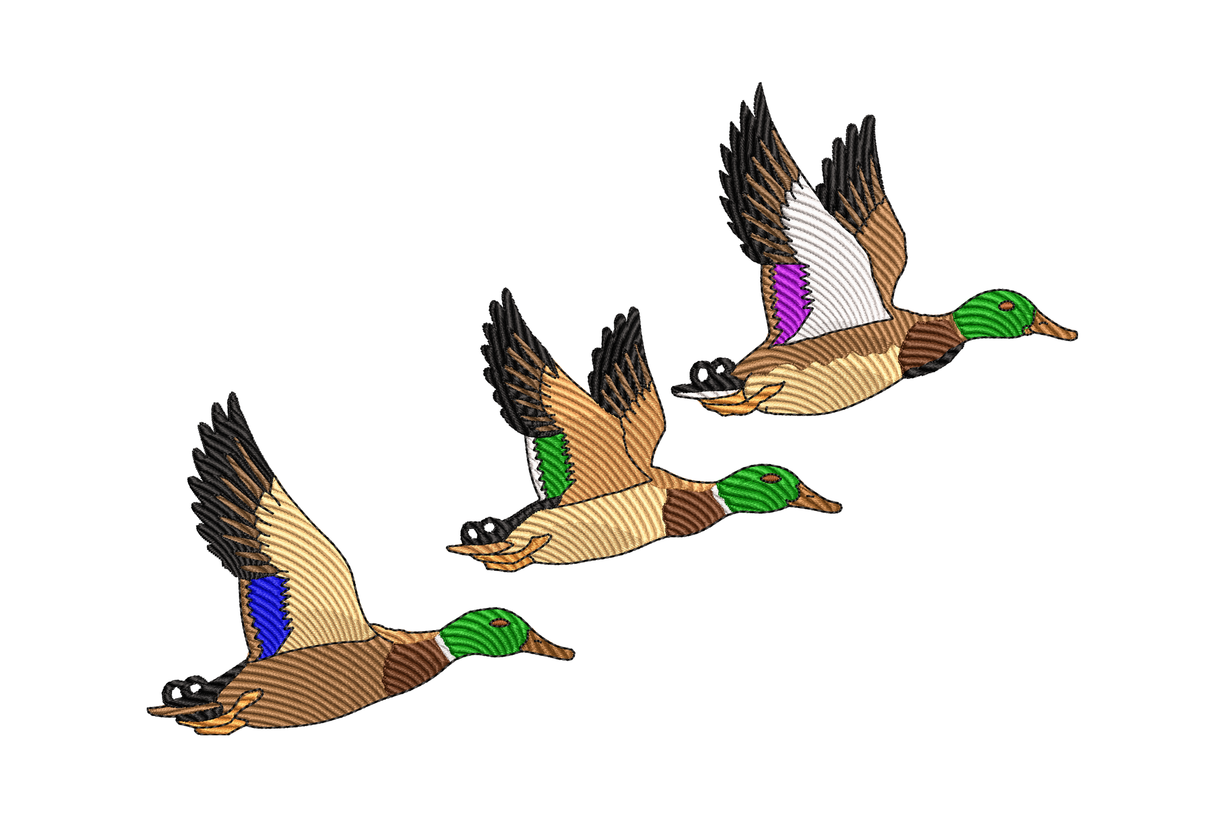 Flying Mallard Ducks Machine Embroidery Design
