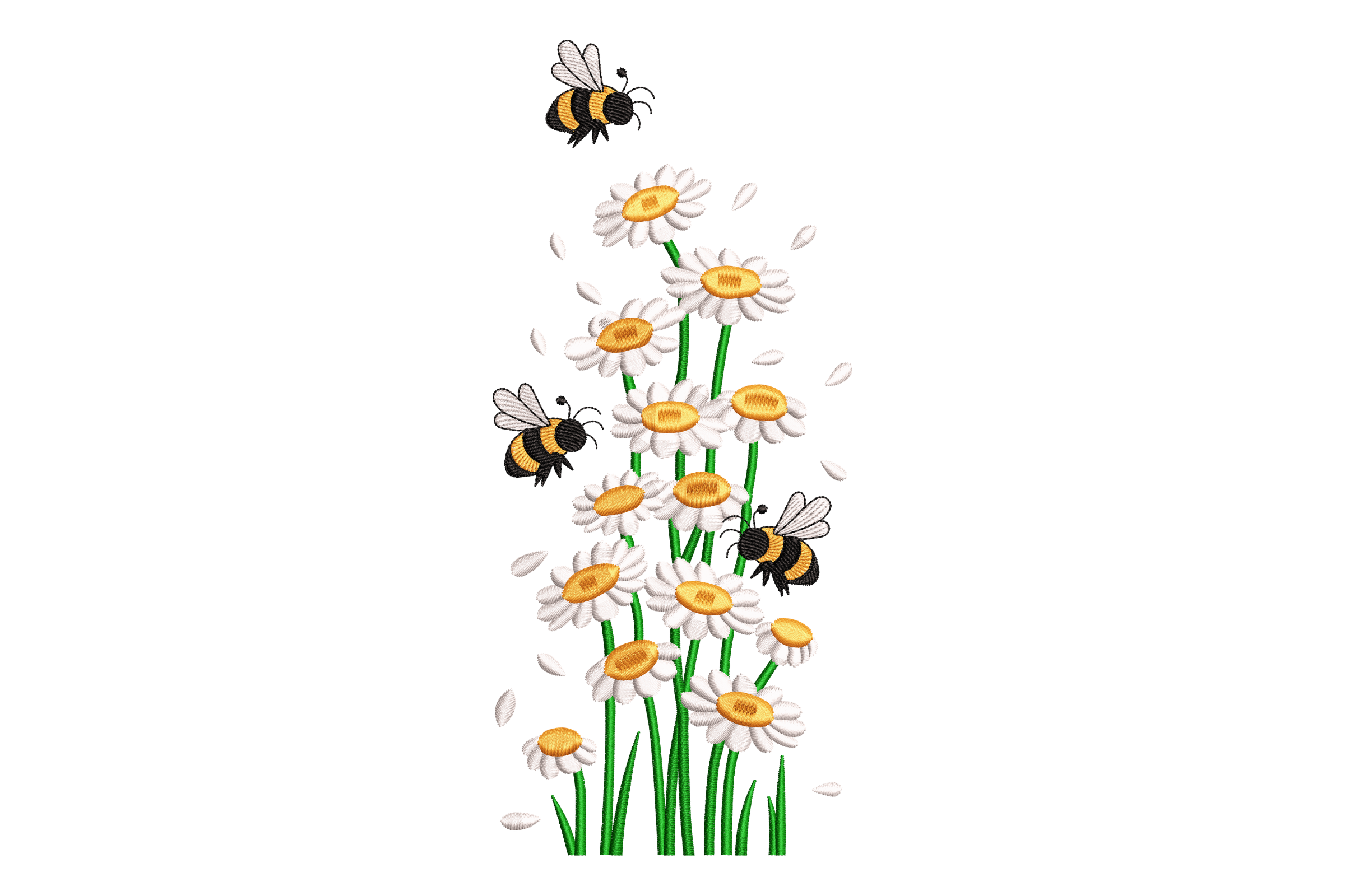 Bee & Daisy Wildflower Machine Embroidery Design