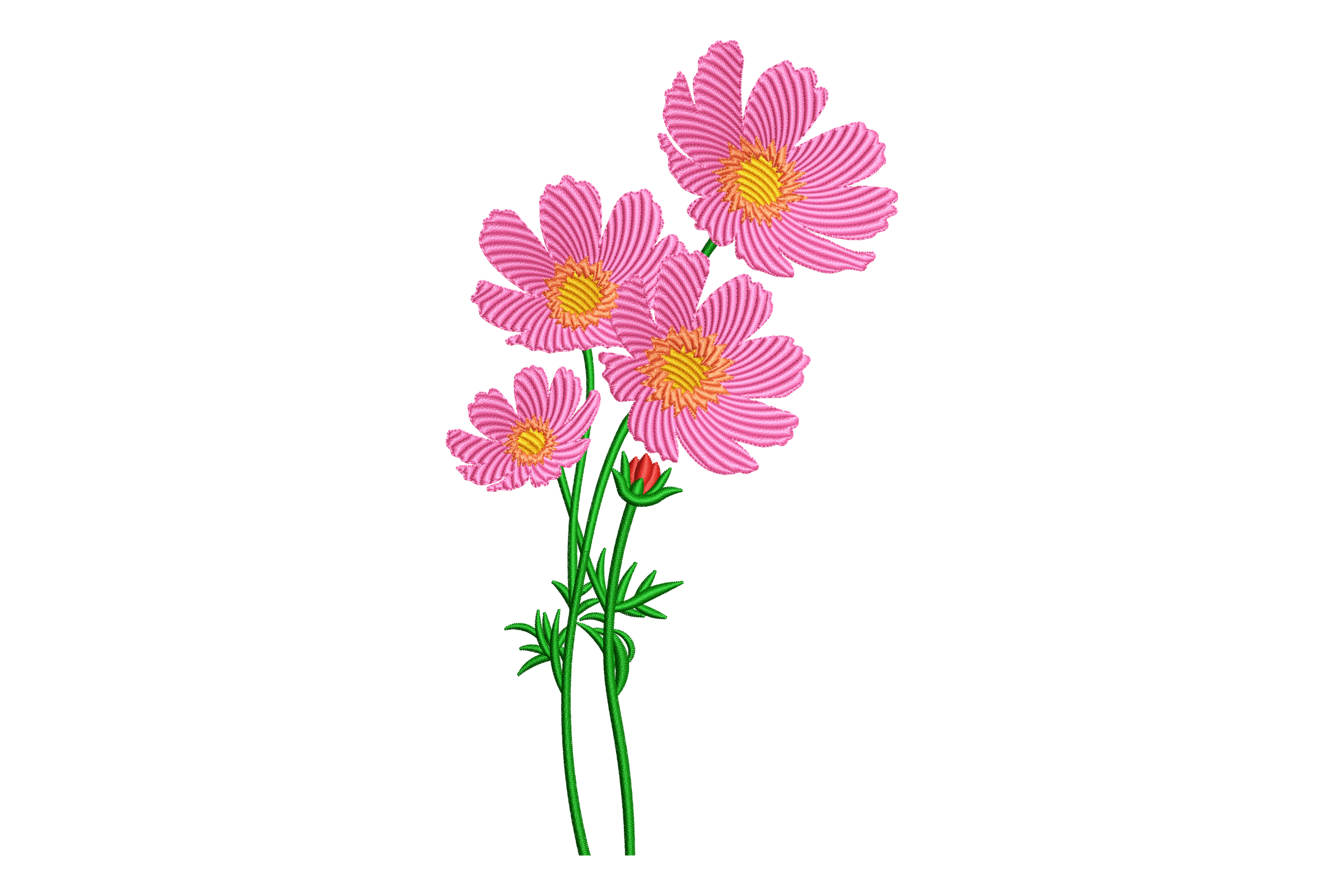 Pink Cosmos Floral Machine Embroidery Design