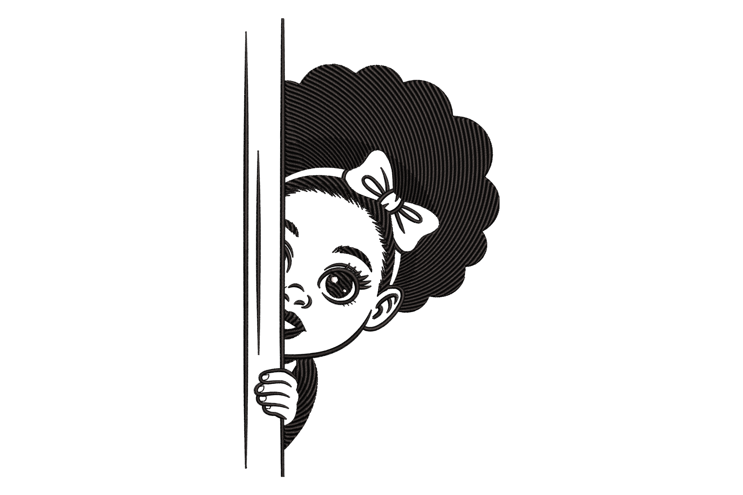 Peekaboo Black Girl Machine Embroidery Design