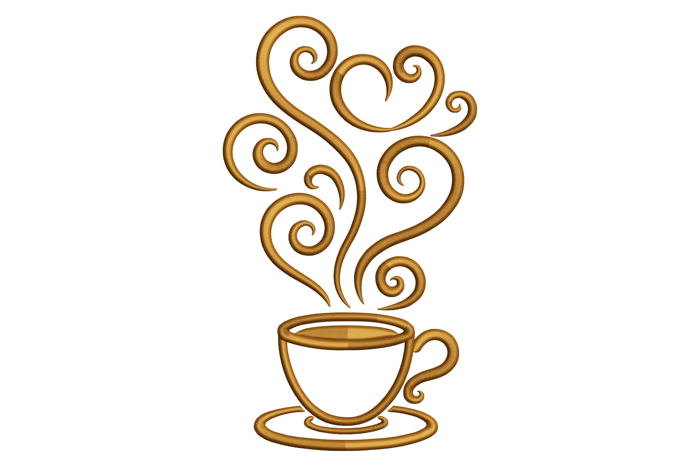Coffee Cup Steam Swirl Machine Embroidery Design