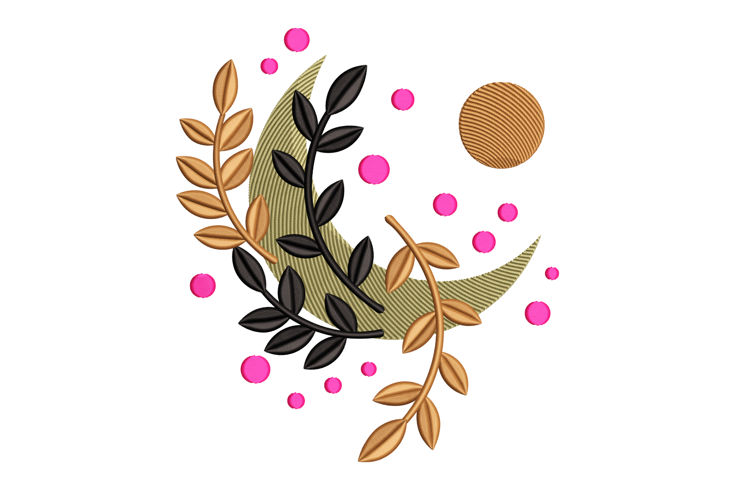Moon Floral Botanical Machine Embroidery Design