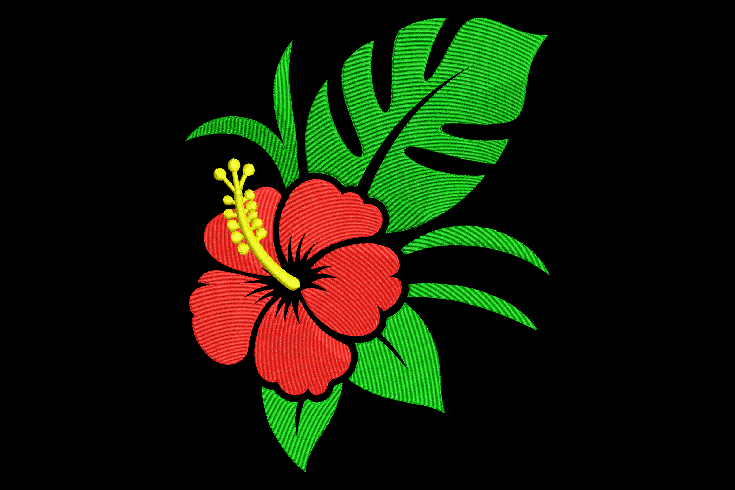 Classic Hibiscus Flower Machine Embroidery Design
