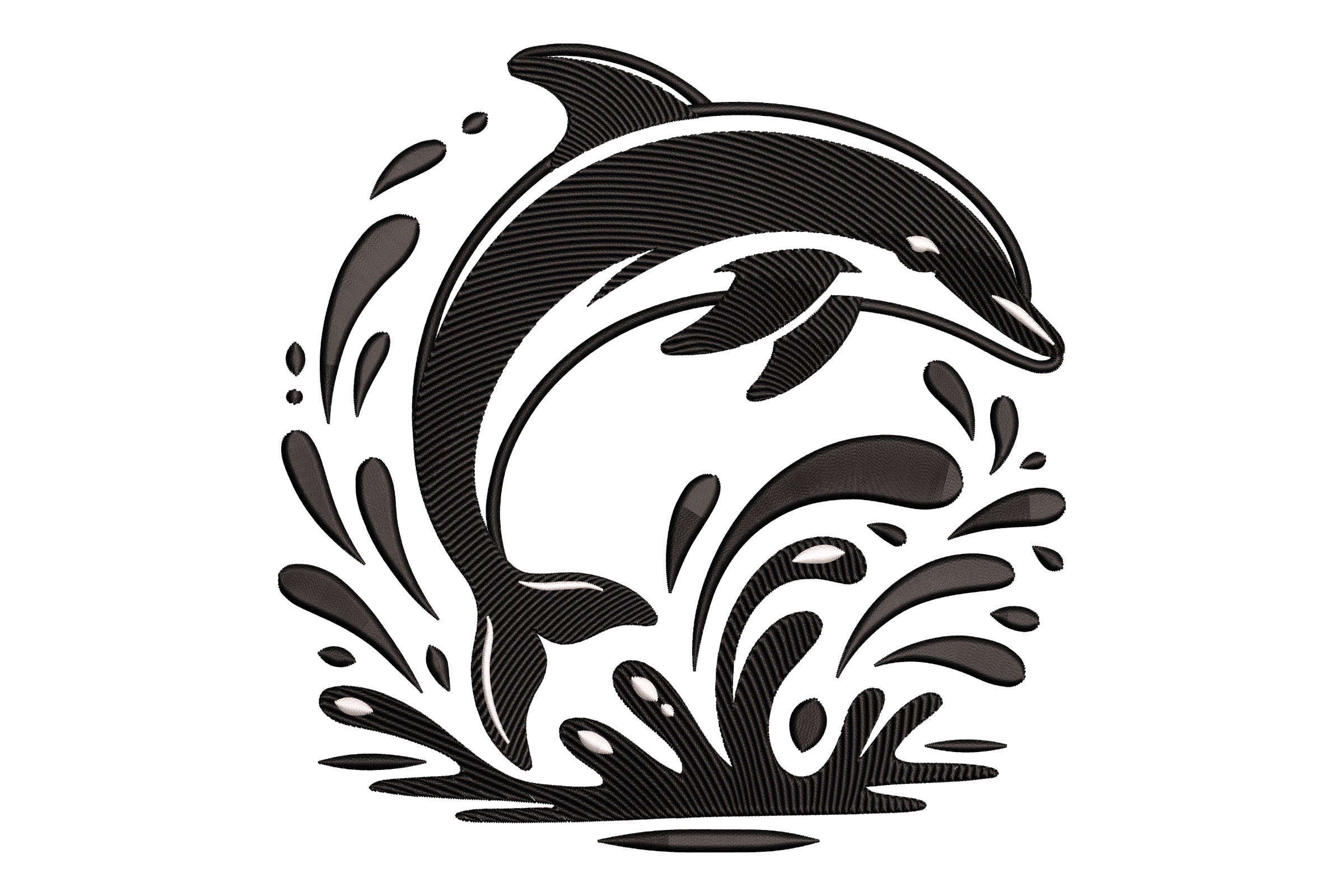 Ocean Dolphin Splash Machine Embroidery Design