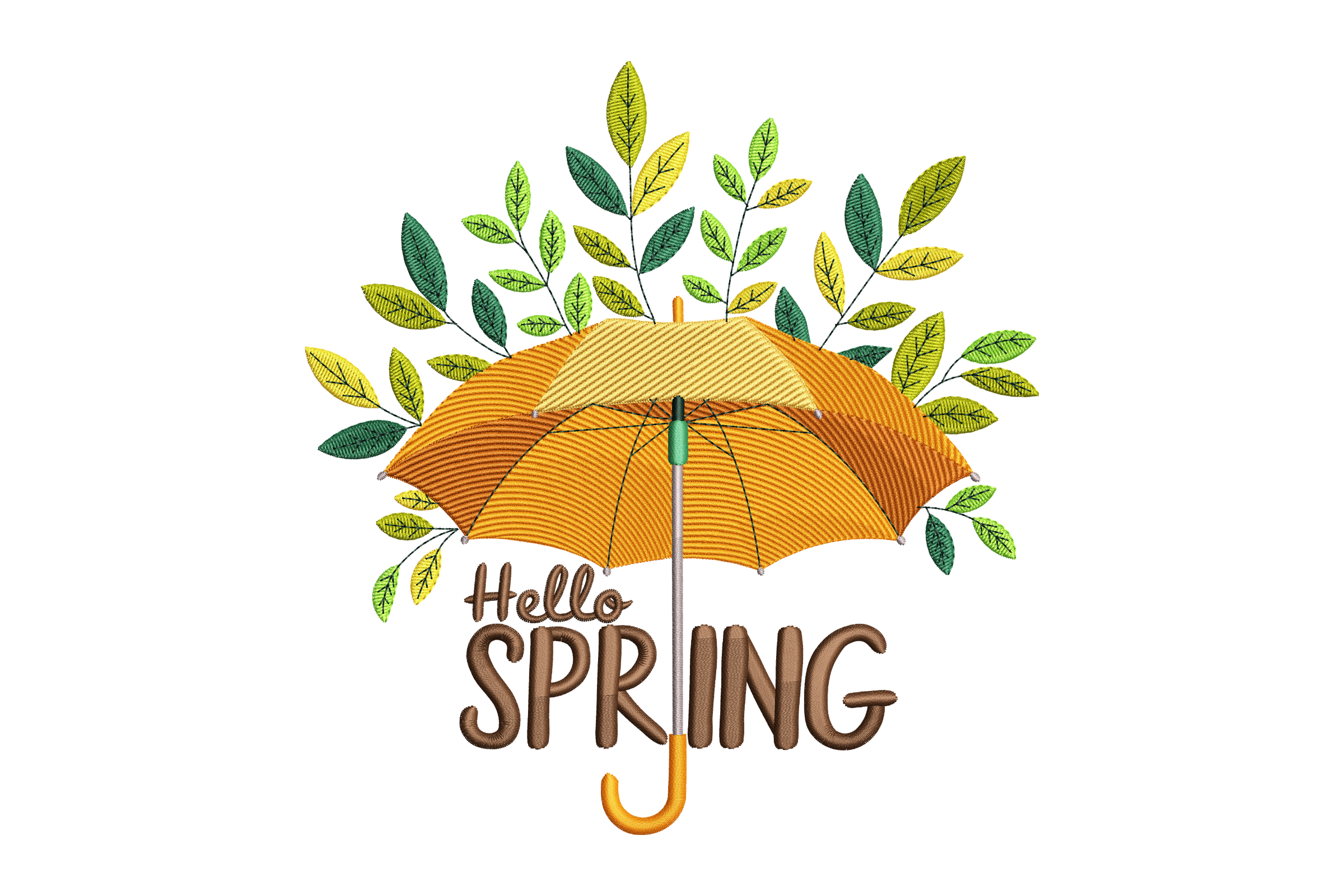 Hello Spring Umbrella Machine Embroidery Design