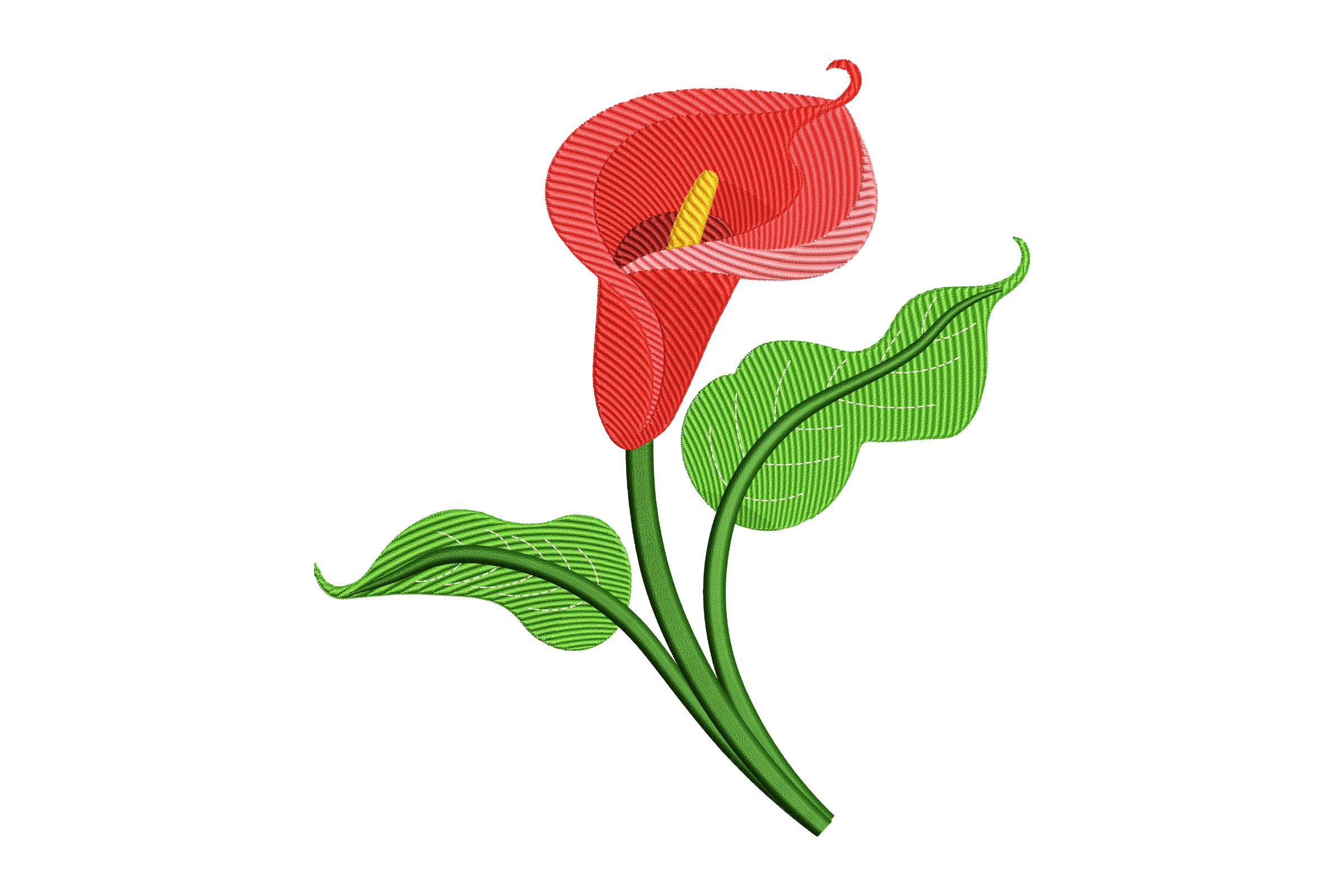 Red Calla Lily Machine Embroidery Design