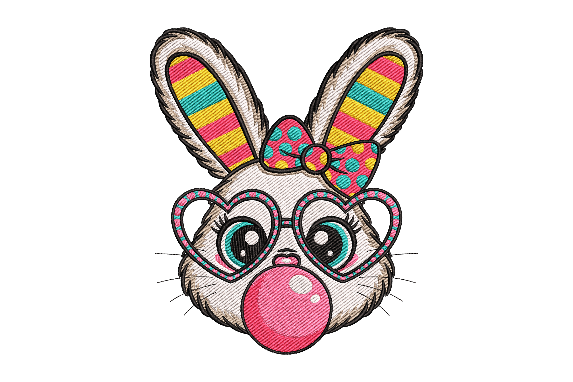 Cute Bunny Bubble Gum Machine Embroidery Design