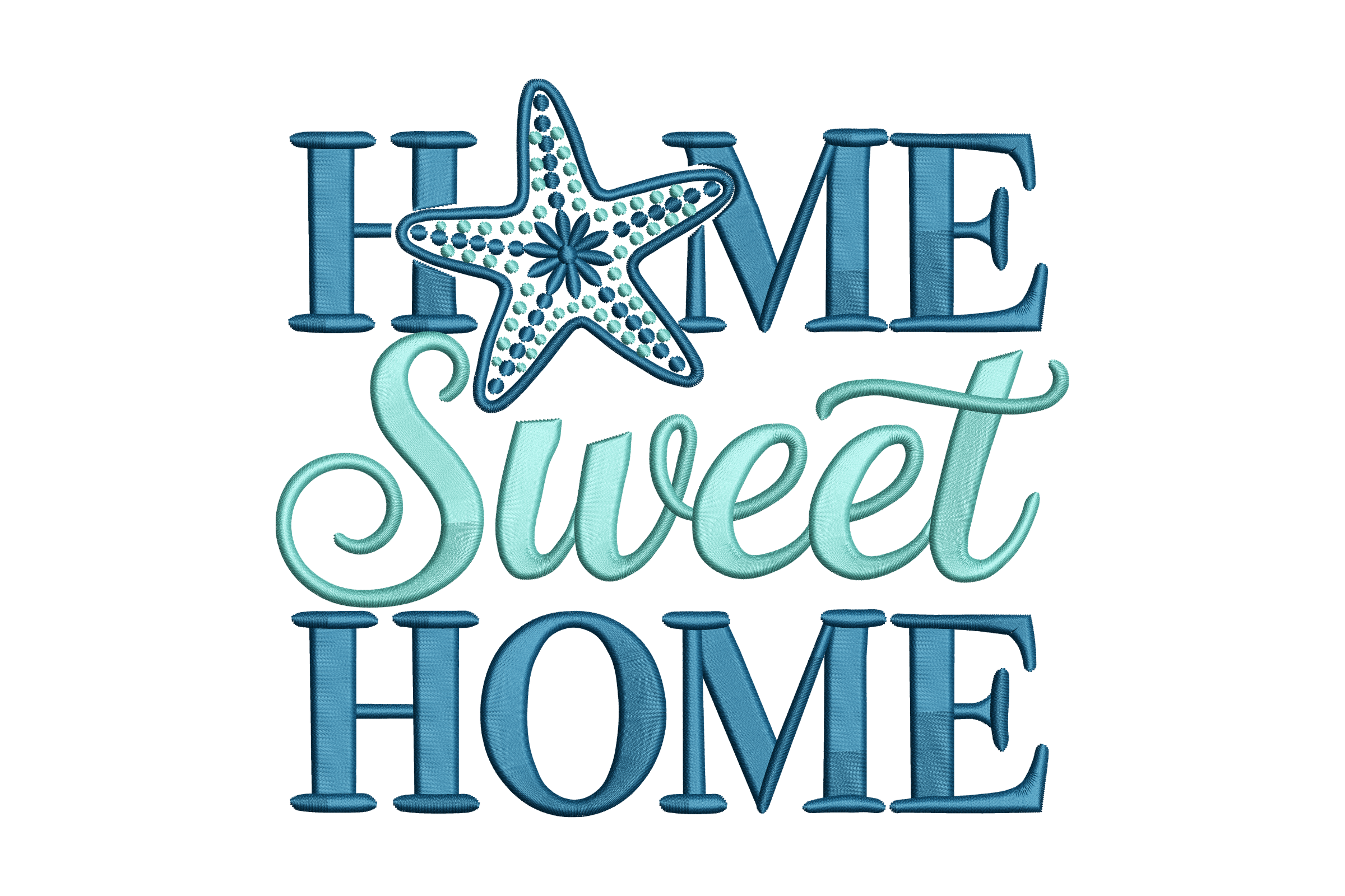 Home Sweet Home Starfish Machine Embroidery Design