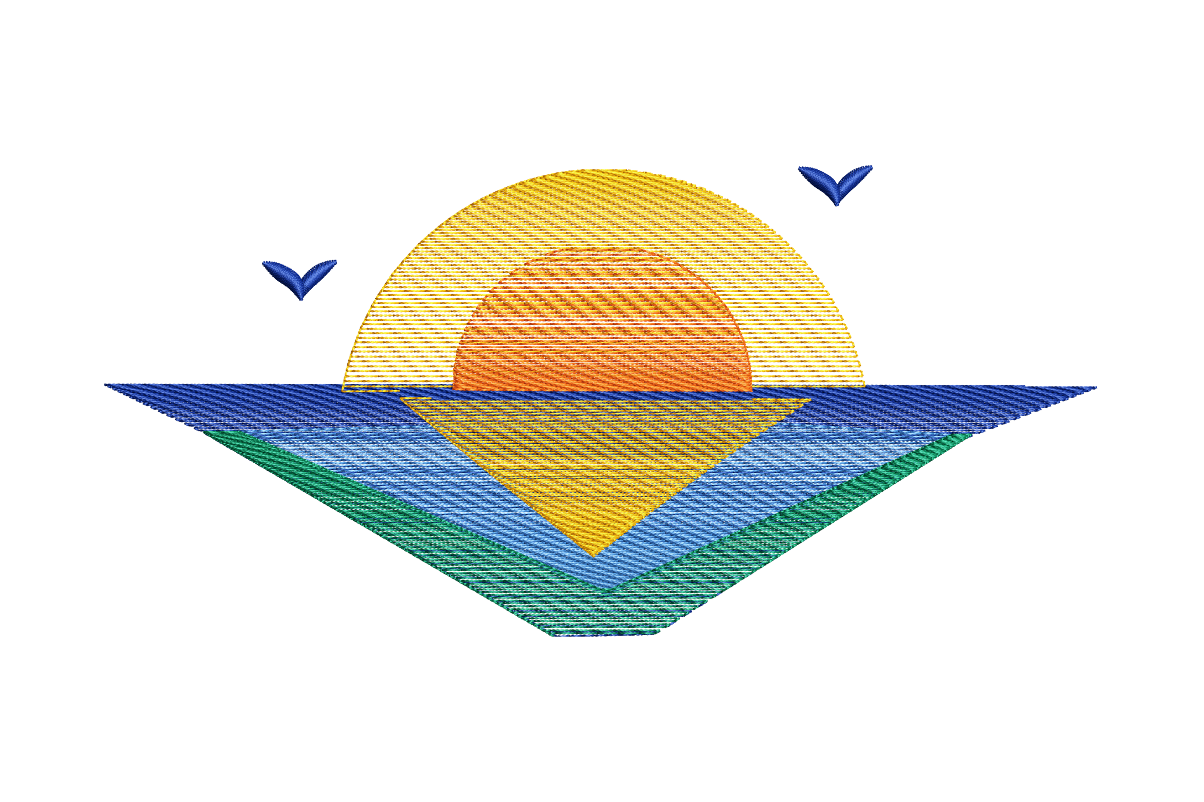 Minimal Ocean Sunset Machine Embroidery Design