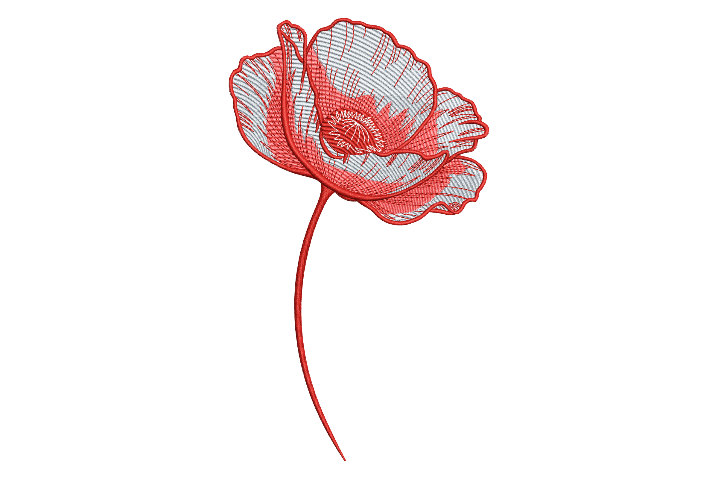 Botanical Poppy Flower Machine Embroidery Design