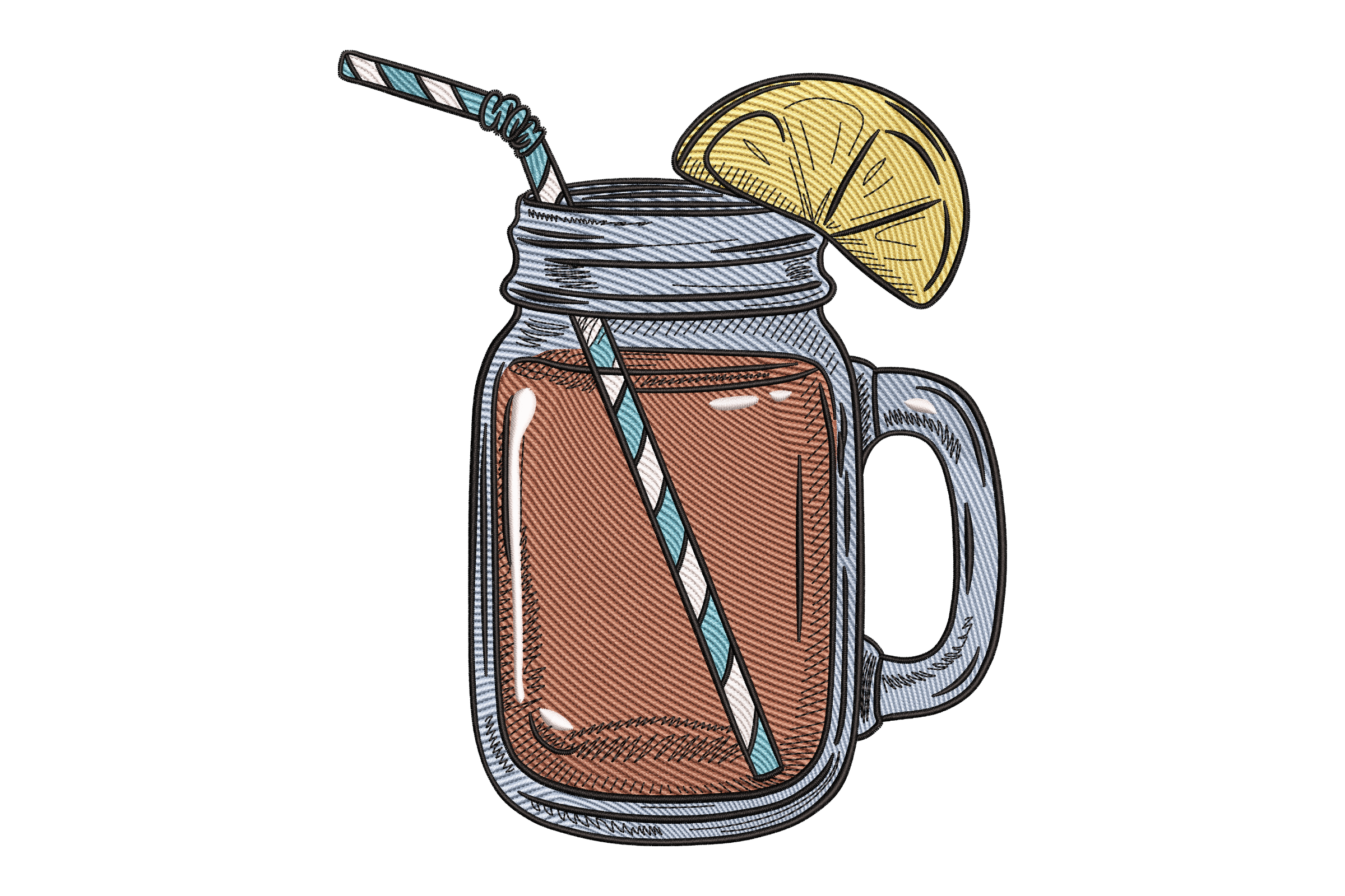 Lemon Mason Jar Drink Machine Embroidery Design