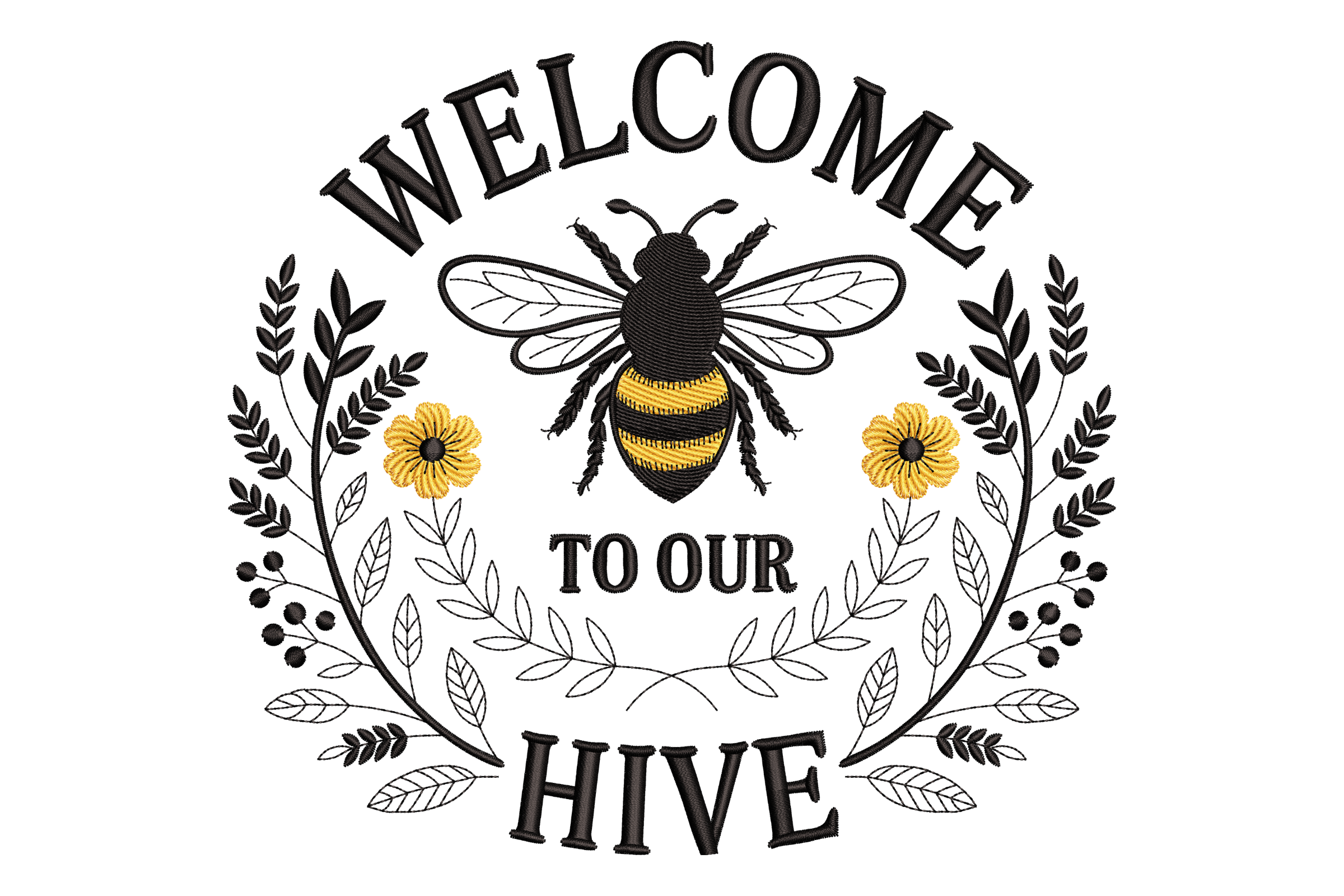 Welcome to Our Hive Bee Floral Machine Embroidery Design
