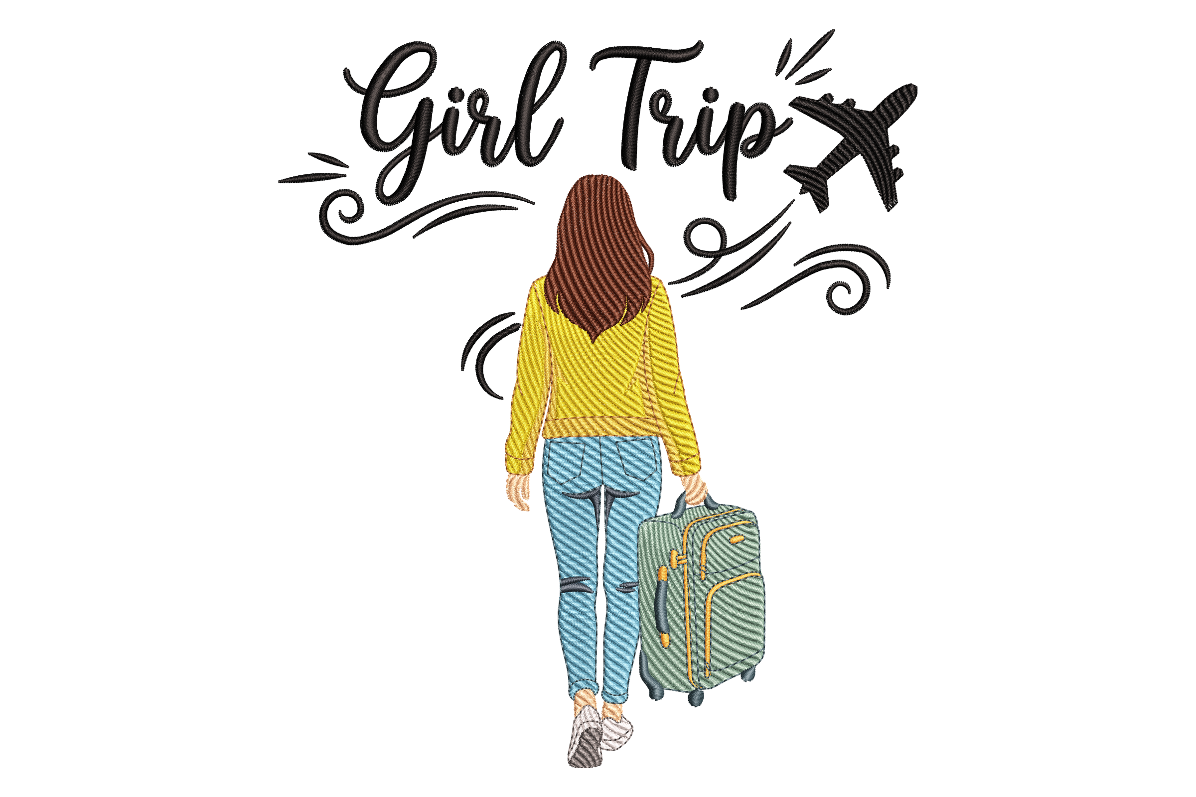 Letter Girl Trip Machine Embroidery Design