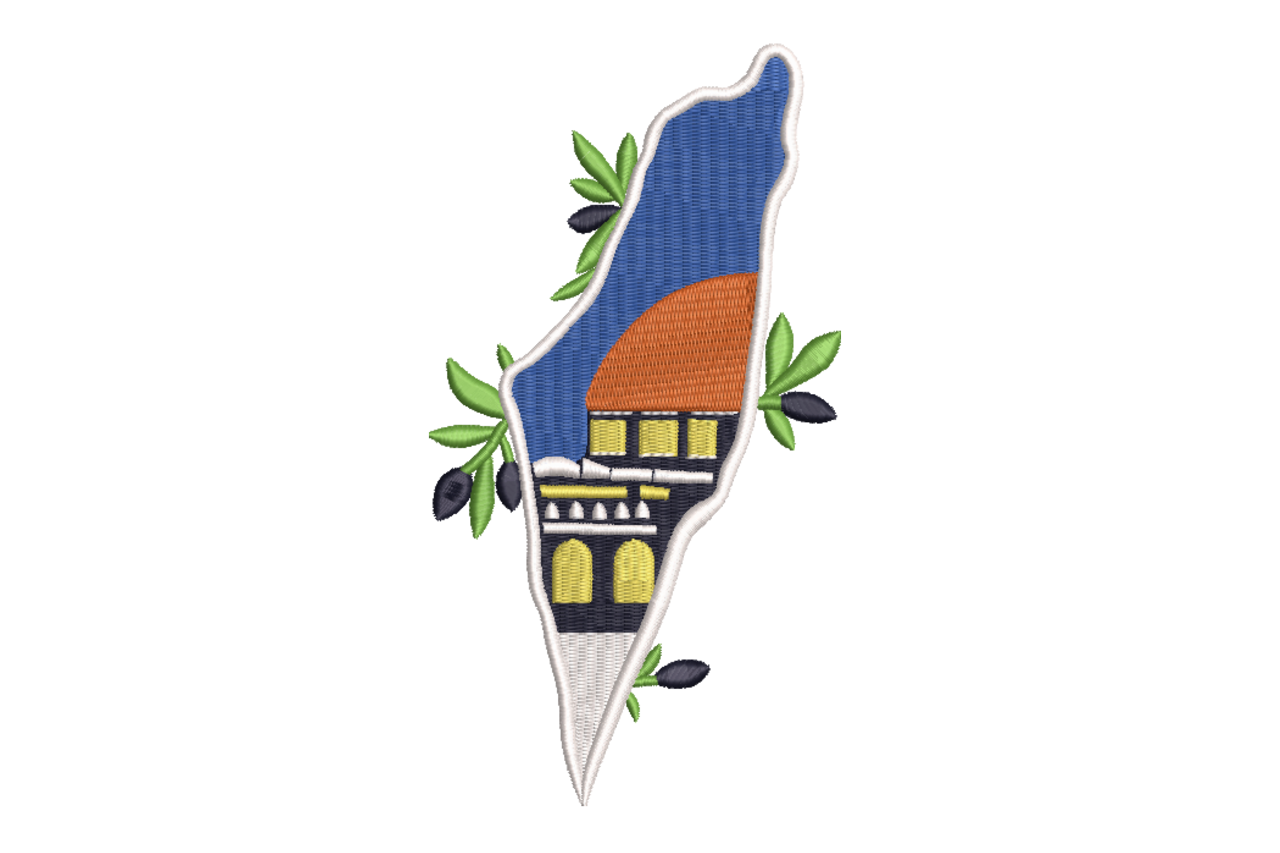 Israel Map Al Aqsa Mosque Machine Embroidery Design
