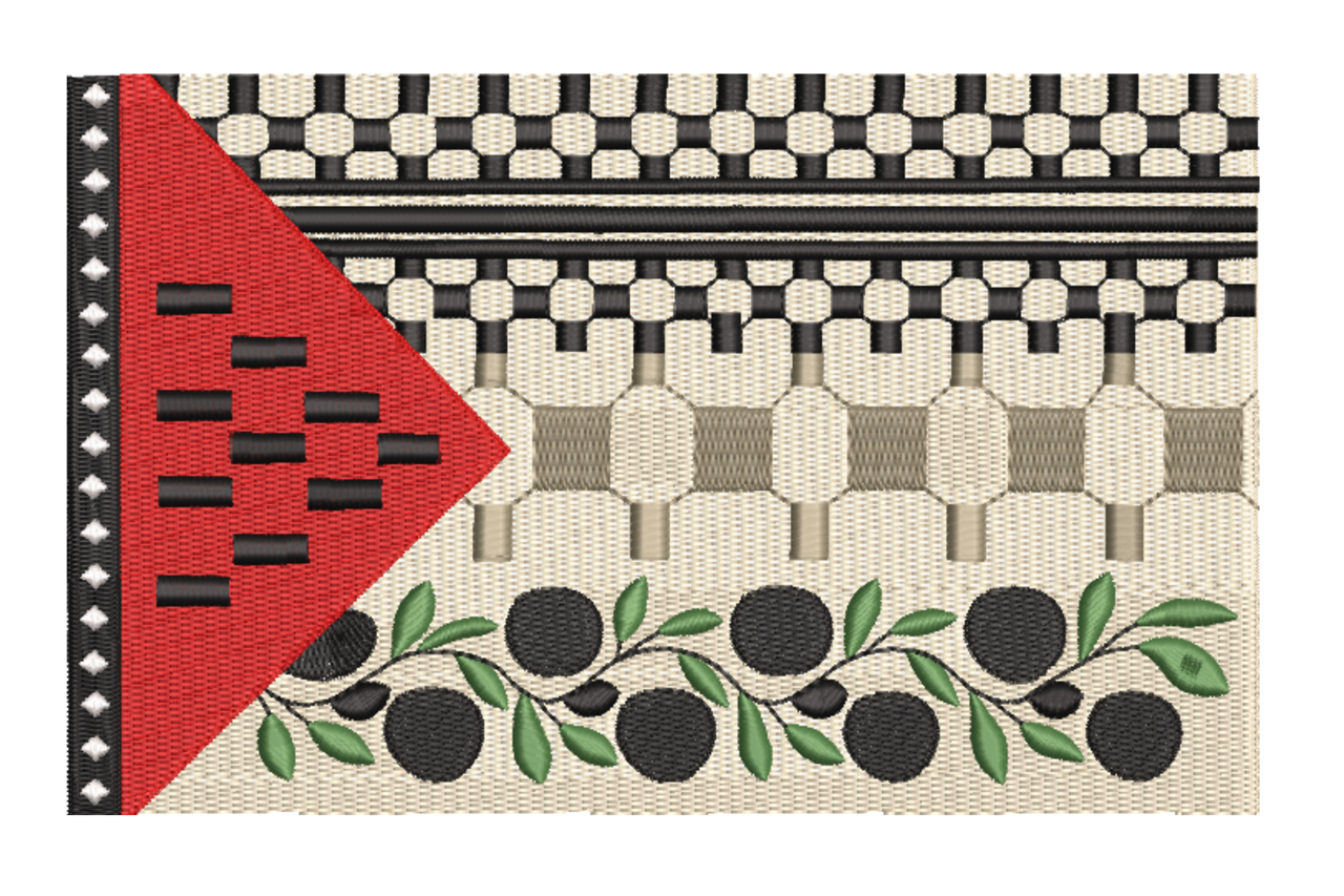 Palestinian Kufiya & Olive Branch Machine Embroidery Design