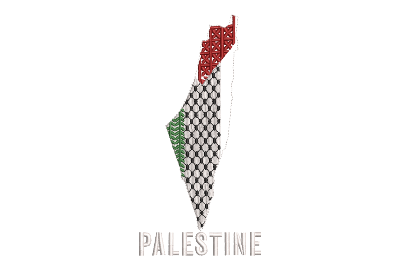 Palestine Map Keffiyeh Machine Embroidery Design