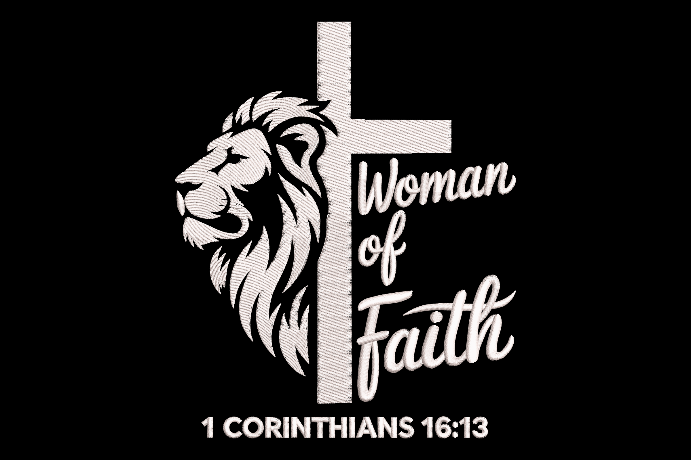 Woman of Faith Lion Cross Machine Embroidery Design