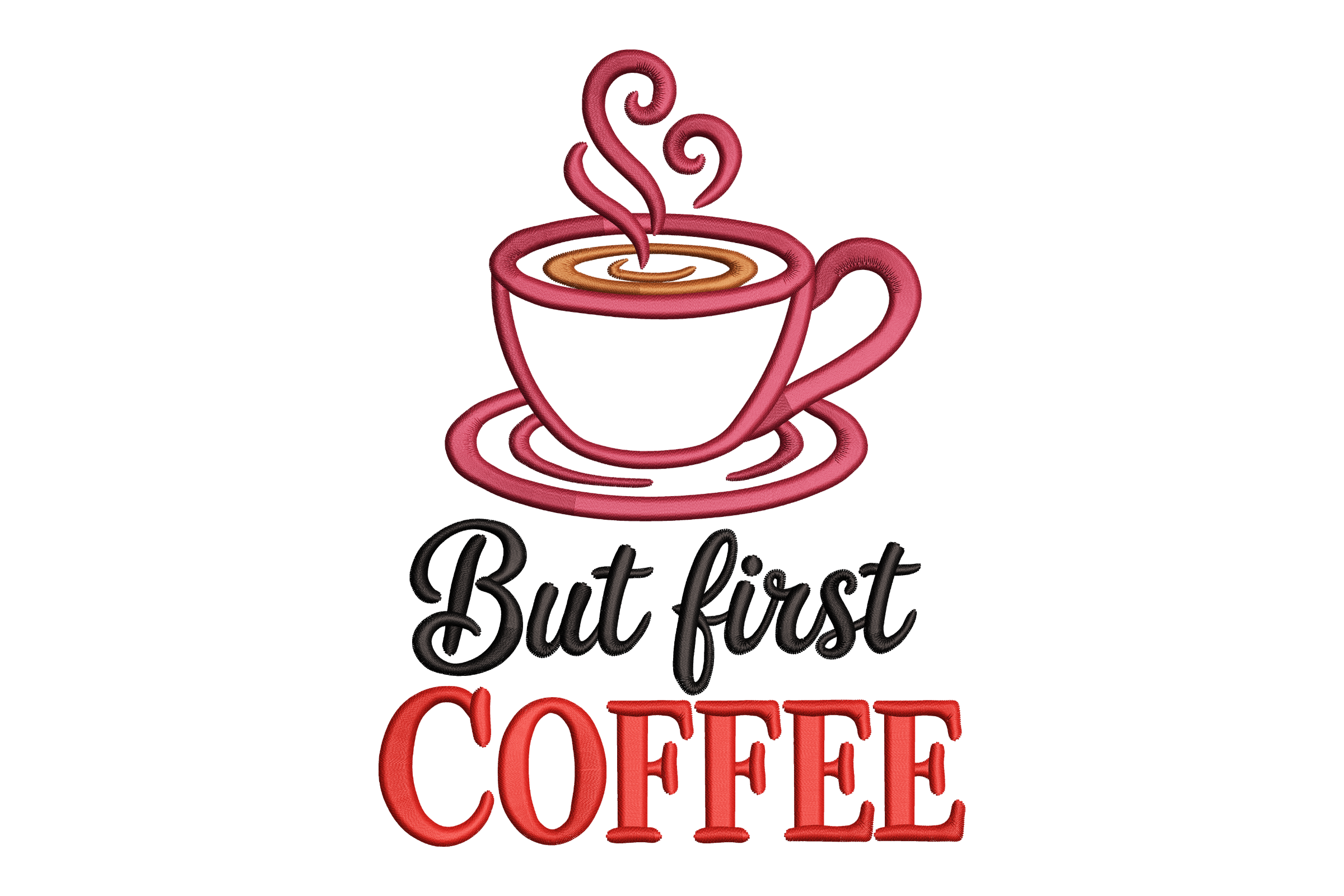 But First Coffee Machine Embroidery Design