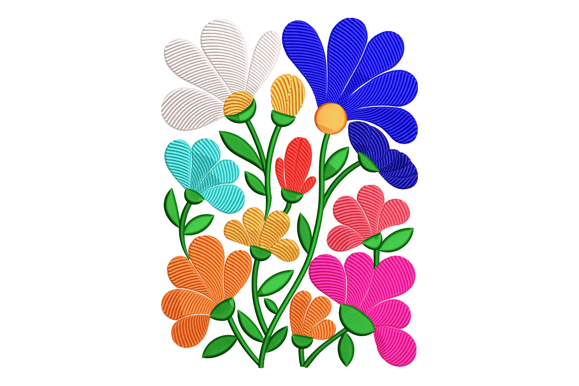 Bright Wildflower Bouquet Machine Embroidery Design