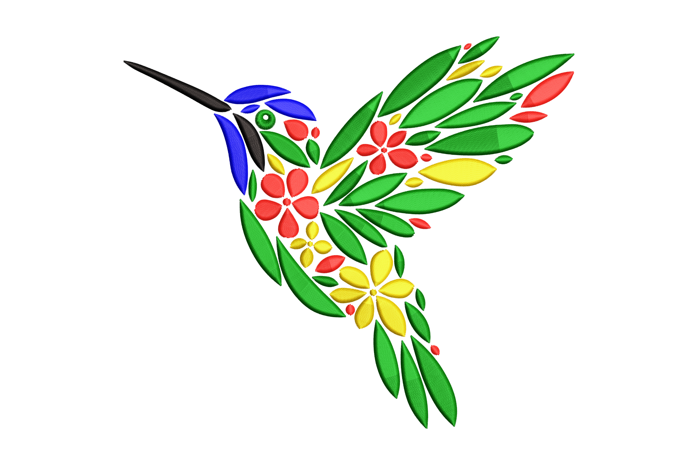 Floral Hummingbird Bird Machine Embroidery Design