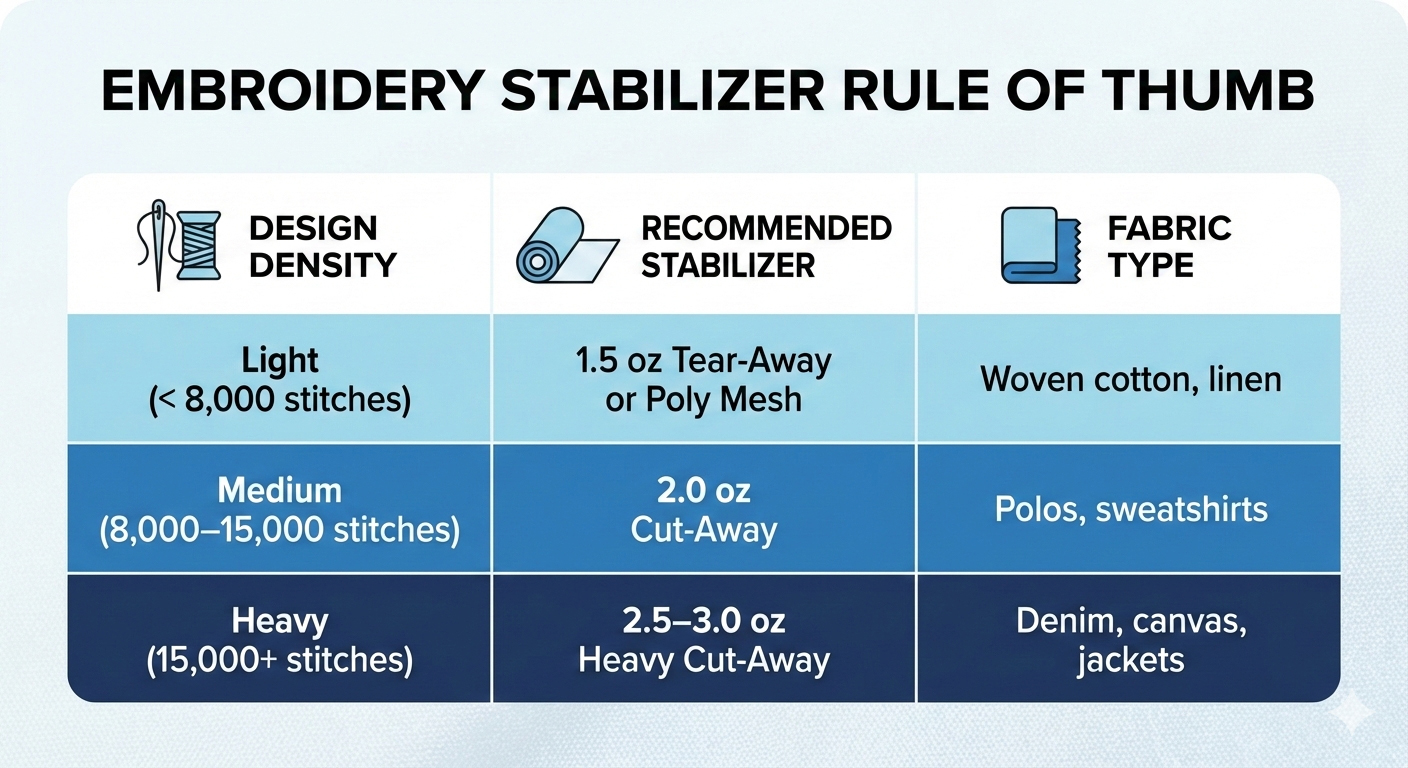 Embroidery Stabilizer Rule of Thumb